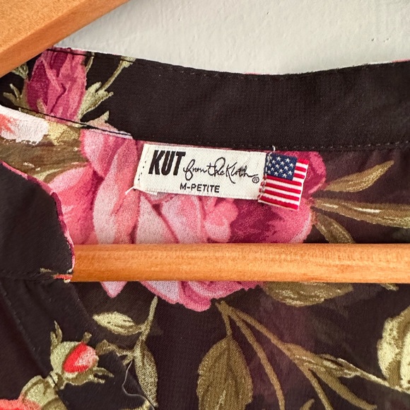 Kut from the kloth button up sheer floral blouse. - Picture 2 of 8